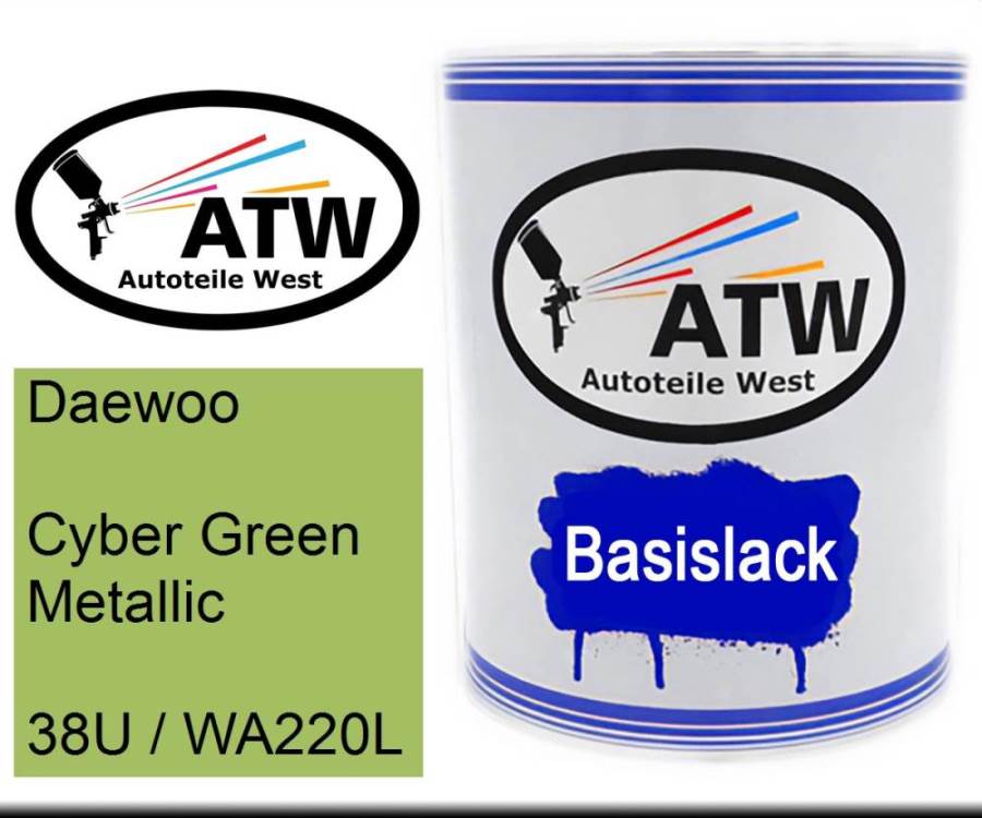 Daewoo, Cyber Green Metallic, 38U / WA220L: 1L Lackdose, von ATW Autoteile West.